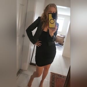 Calvin Klein Black Leather Jacket Faux Crop No Button Sexy Cute Size Small NWOT